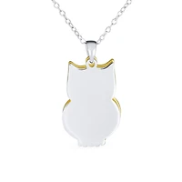 Bling Jewelry Two Tone Bird Animal Wise Graduate Dangling Owl Pendant Necklace Dangle Earrings Jewelry Set Yellow 14k Gold Plated .925 Sterling Silver