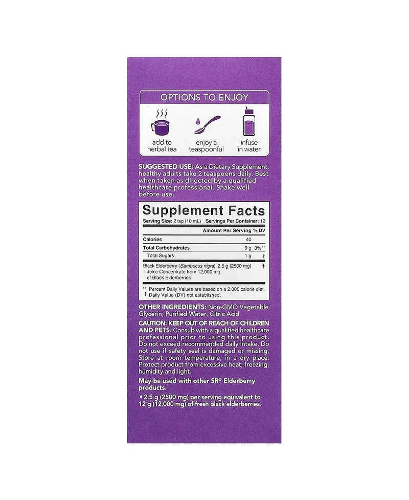 Sports Research Elderberry Sambucus Syrup 12 000 mg