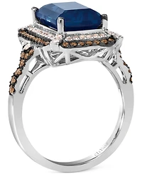Le Vian Deep Sea Blue Topaz (3-7/8 ct. t.w.) & Diamond (5/8 Double Halo Ring 14k Rose Gold (Also Available White or Yello