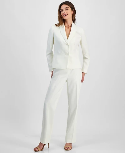 Le Suit Women's Two-Button Shawl Collar Jacket & Side-Zip Pants, Regular Petite
