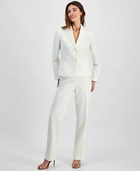 Le Suit Women's Two-Button Shawl Collar Jacket & Side-Zip Pants, Regular Petite