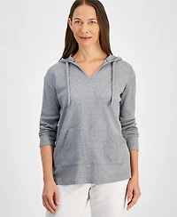 Style & Co Petite Waffle-Knit Tunic Hoodie, Created for Macy's