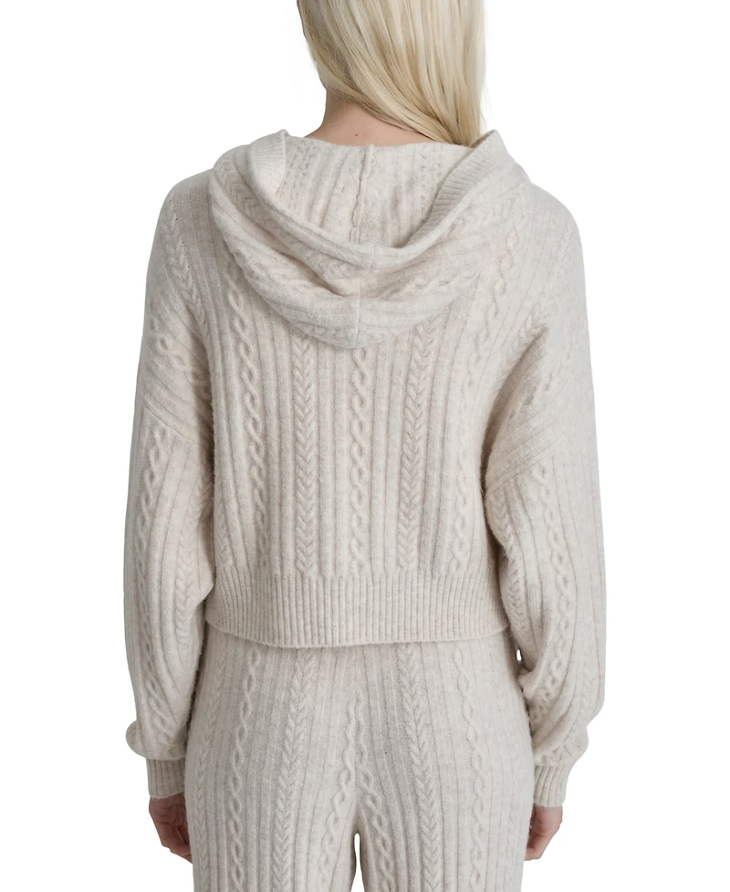Dkny Sport Women's Cable-Knit Pullover Hooded Sweater