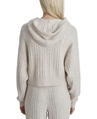 Dkny Sport Women's Cable-Knit Pullover Hooded Sweater