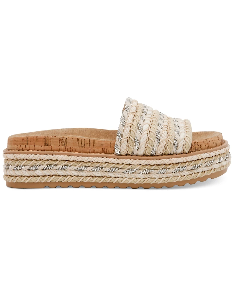 Steve Madden Women's Bellar Raffia Platform Footbed Slide Sandals
