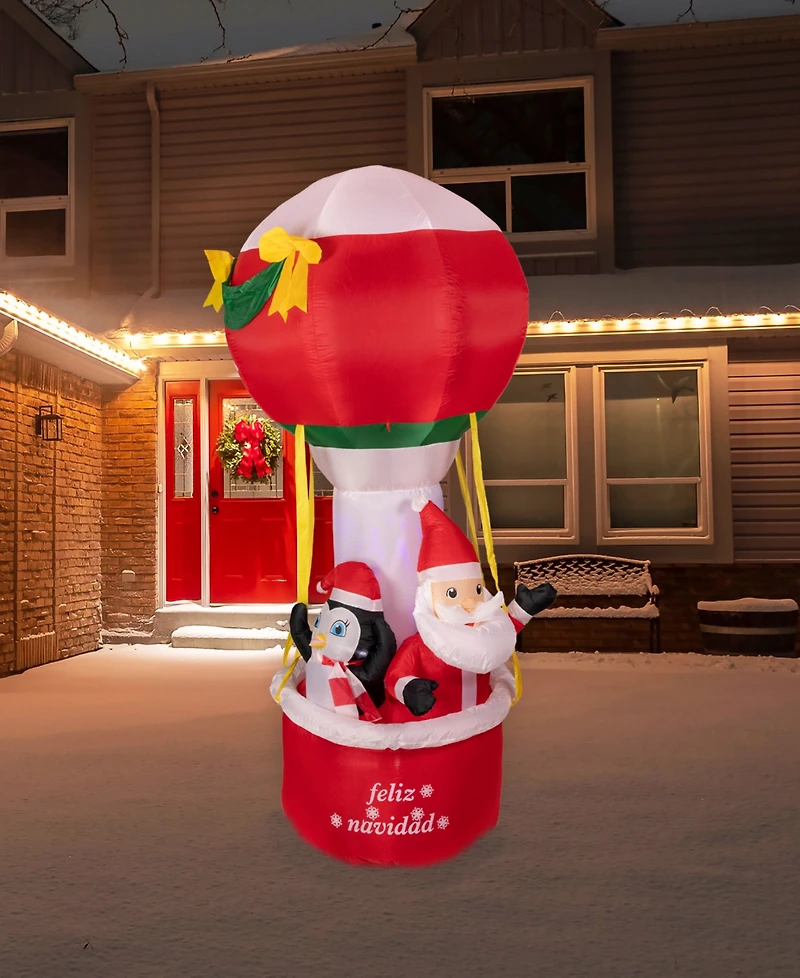 Northlight Lighted Inflatable Feliz Navidad Hot Air Balloon Outdoor Christmas Decoration 8'