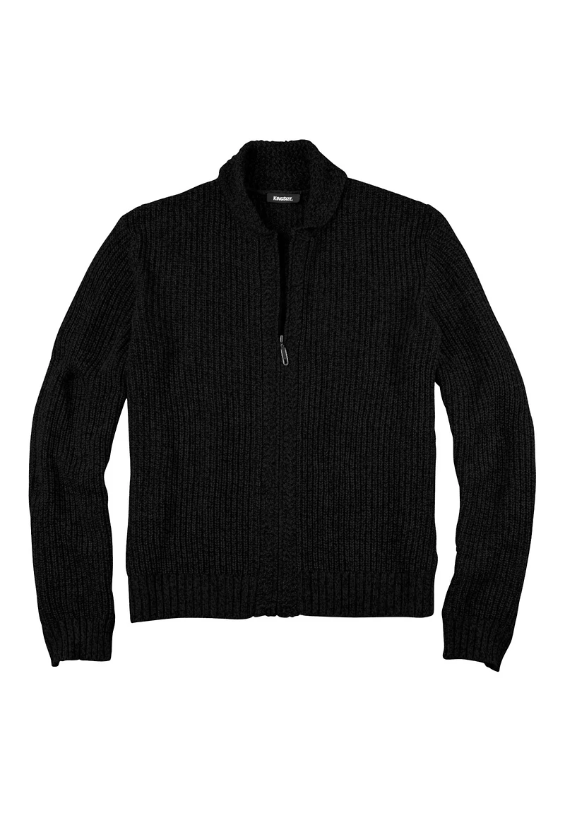 KingSize Big & Tall Shaker Knit Zip-Front Cardigan