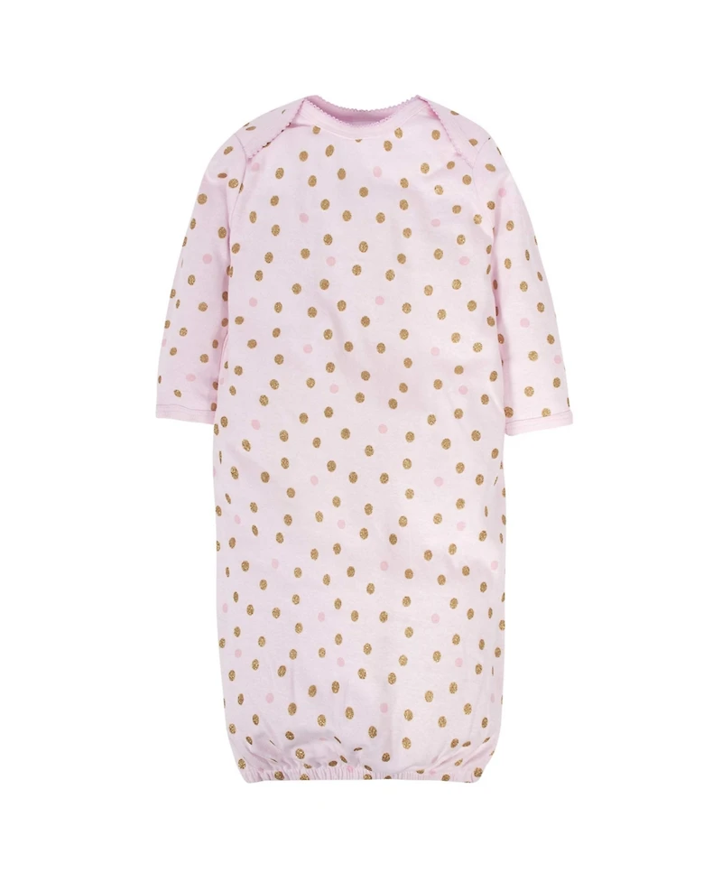 Gerber Baby Girls 4-Pack Gowns, Golden Floral, 0-6 Months