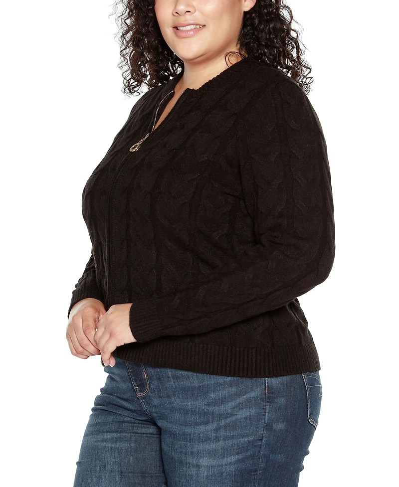Belldini Black Label Plus Zip Cable Sweater