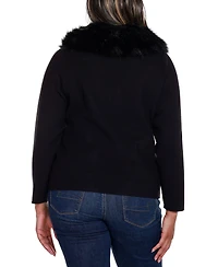 Belldini Black Label Plus Polyester Collar Short Zip Cardigan Sweater