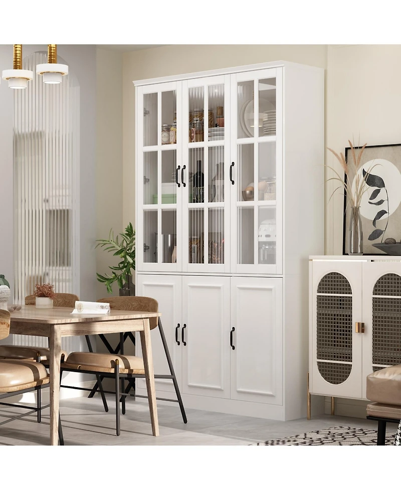 White 10-Shelf Wood Standard Bookcase With Doors, Drawers