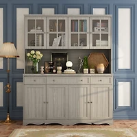 8-Shelves Gray Wooden Modern Bookcase Bookshelf with 3-Drawer