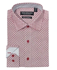 Nick Graham Men's Modern Fit Mosaic Tile Neat Dress Shirt