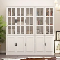 Tall 2-in-1 Wood White Accent Bookcase 12-Shelf Bookshelf