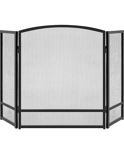 Best Choice Products 47.5x27.25in 3-Panel Steel Mesh Fireplace Screen, Spark Guard w/ Rustic Worn Finish