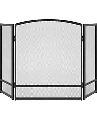 Best Choice Products 47.5x27.25in 3-Panel Steel Mesh Fireplace Screen, Spark Guard w/ Rustic Worn Finish
