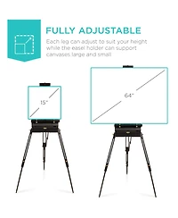 Best Choice Products French Easel, 32pc Beginners Kit Portable Wooden Adjustable Tripod w/ Paint Supplies