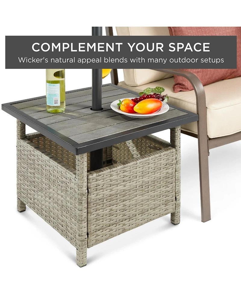 Best Choice Products Wicker Rattan Patio Side Table Outdoor Furniture for Garden, Pool
