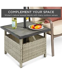 Best Choice Products Wicker Rattan Patio Side Table Outdoor Furniture for Garden, Pool