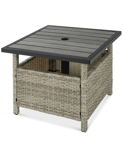 Best Choice Products Wicker Rattan Patio Side Table Outdoor Furniture for Garden, Pool