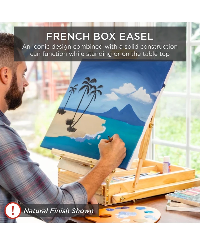Best Choice Products French Easel, 32pc Beginners Kit Portable Wooden Adjustable Tripod w/ Paint Supplies