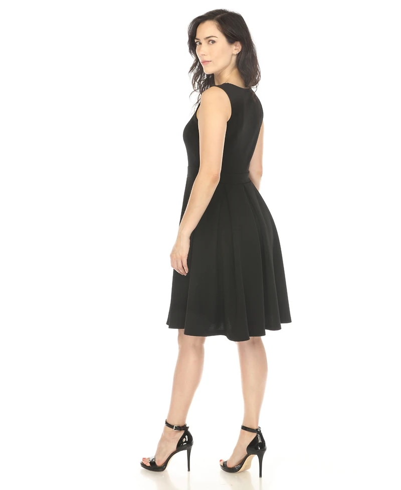 White Mark Women's Solid Fit and Flare Dress