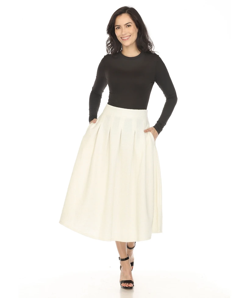 White Mark Women's Tweed Midi Skirt