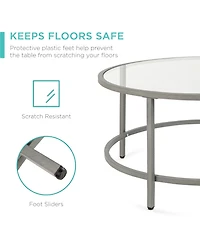 Best Choice Products 36in Round Tempered Glass Coffee Table for Home, Living Room, Dining Room