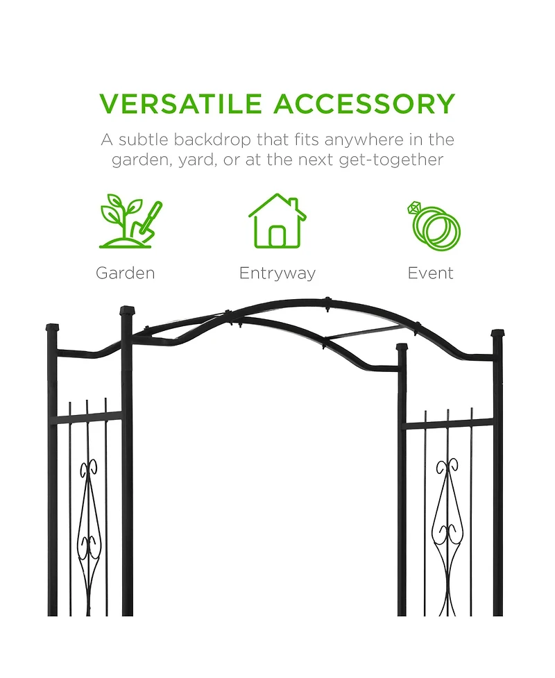 Best Choice Products 92in Steel Garden Arch Arbor Outdoor Trellis for Garden, Climbing Plants w/ Wire Lattice - Black