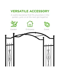 Best Choice Products 92in Steel Garden Arch Arbor Outdoor Trellis for Garden, Climbing Plants w/ Wire Lattice - Black