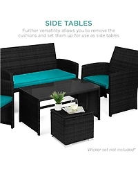 Best Choice Products Set of 2 Wicker Ottomans, Multipurpose Furniture w/ Removable Cushions