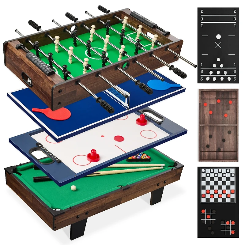 Best Choice Products 11-in-1 Kids Combo Game Set w/ Ping Pong, Foosball, Air Hockey, 5 Accessory Bags