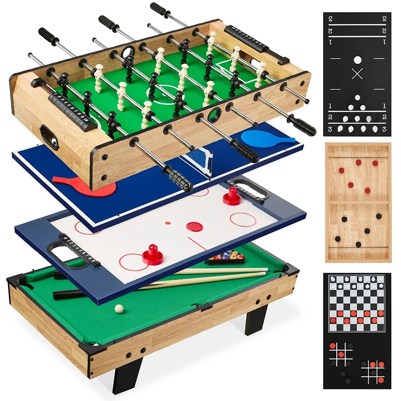 Best Choice Products 11-in-1 Kids Combo Game Set w/ Ping Pong, Foosball, Air Hockey, 5 Accessory Bags