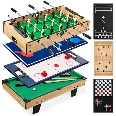 Best Choice Products 11-in-1 Kids Combo Game Set w/ Ping Pong, Foosball, Air Hockey, 5 Accessory Bags