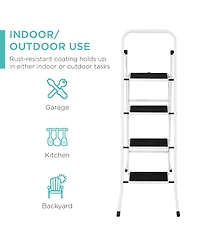 Best Choice Products 4-Step Portable Folding Steel Ladder w/ Hand Rail, Wide Platform Steps, 330lbs Capacity