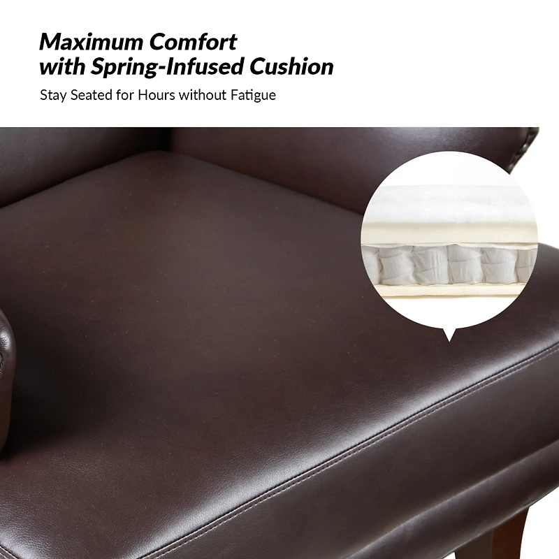 Hardamon Contemporary Leather Arm Chair with Nailhead Trim