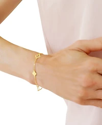 Solid & Silhouette Alternating Clover Station Link Bracelet in 14k Gold