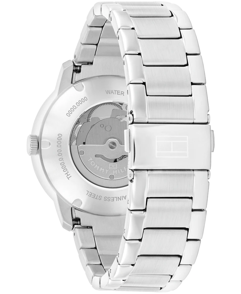 Tommy Hilfiger Men's Automatic Silver-Tone Stainless Steel Bracelet Watch 43mm