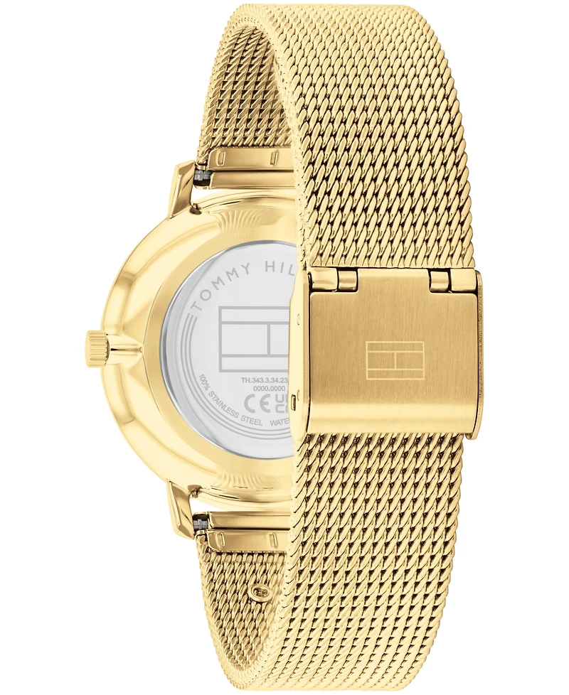Tommy Hilfiger Women's Quartz Gold-Tone Stainless Steel Mesh Bracelet Watch 35mm