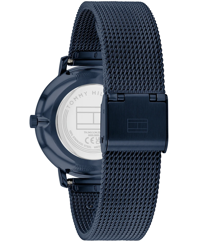 Tommy Hilfiger Women's Quartz Ionic Plated Blue Stainless Steel and Gold-Tone Steel Mesh Bracelet Watch 35mm