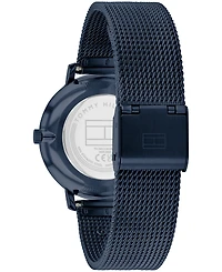 Tommy Hilfiger Women's Quartz Ionic Plated Blue Stainless Steel and Gold-Tone Steel Mesh Bracelet Watch 35mm