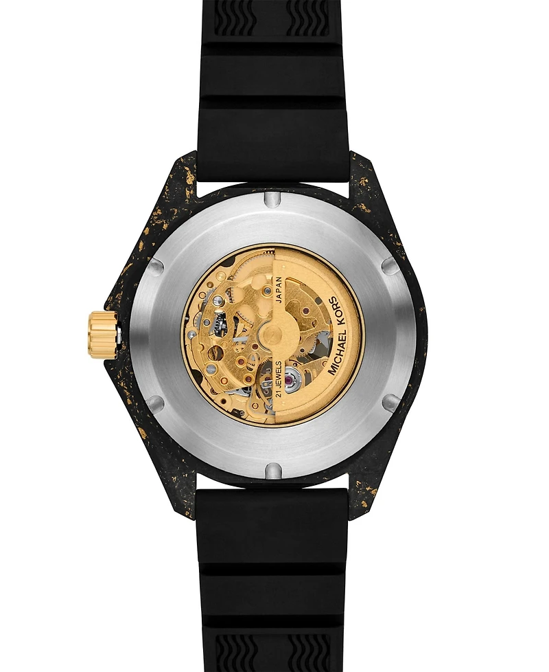 Michael Kors Men's Limited-Edition Maritime Three-Hand Black Silicone Watch 45mm