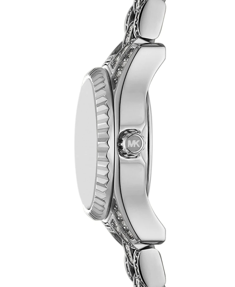 Michael Kors Women's Lexington Three-Hand Silver-Tone Stainless Steel Watch 19mm