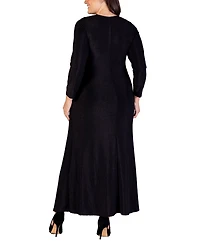 24seven Comfort Apparel Plus Long Sleeve Maxi Dress