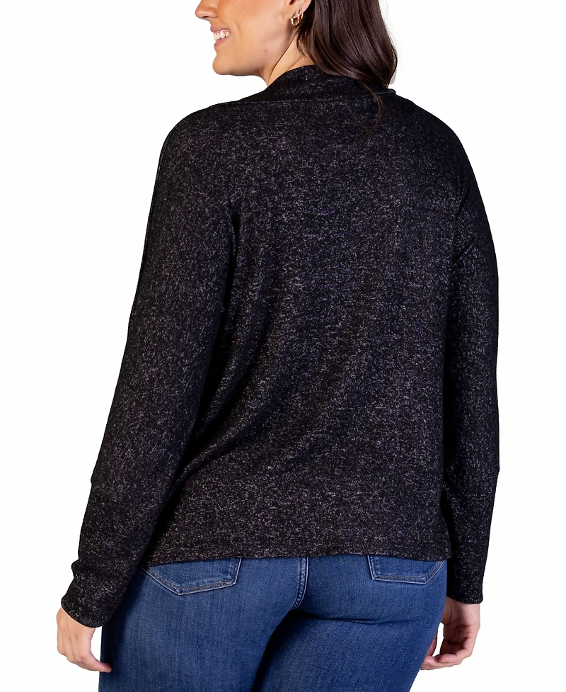 24seven Comfort Apparel Plus Open Front Long Bolero Cardigan Sweater