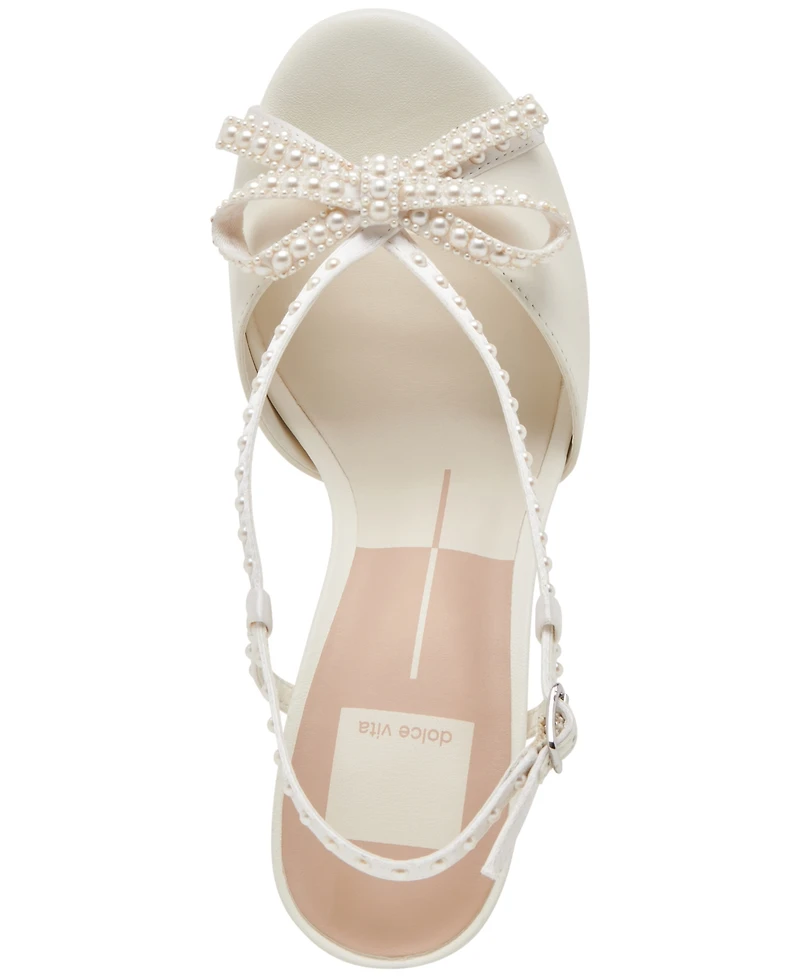 Dolce Vita Women's Lonny Pearl Peep-Toe Bow Dress Sandals