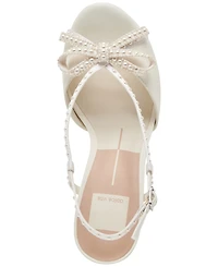 Dolce Vita Women's Lonny Pearl Peep-Toe Bow Dress Sandals