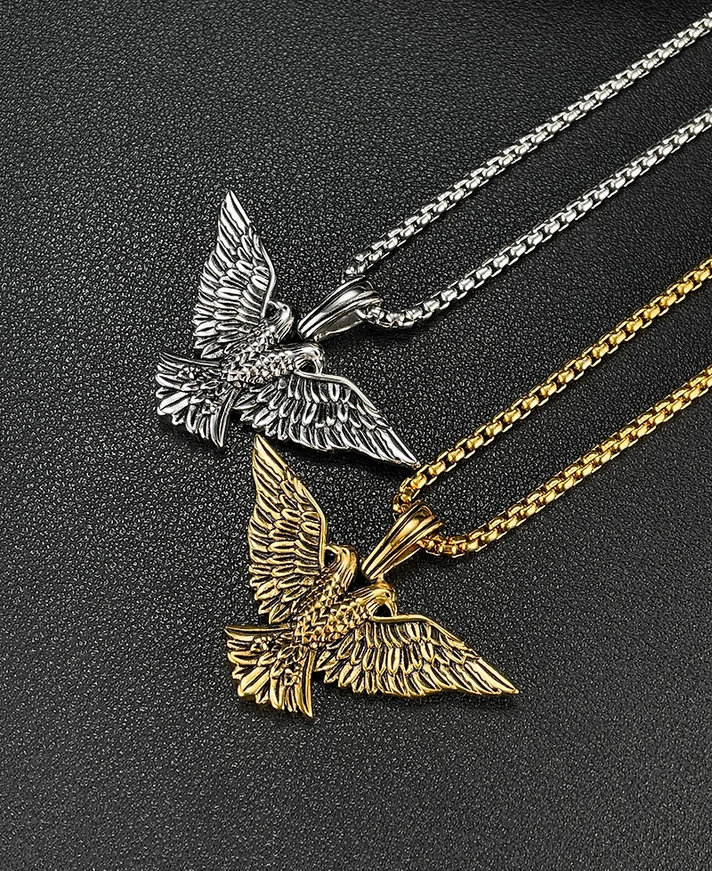 Rhona Sutton Gold Eagle Empire Stainless Steel Pendant Necklace