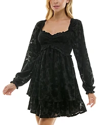 Crystal Doll Juniors' Sweetheart-Neck Long-Sleeve Mini Dress