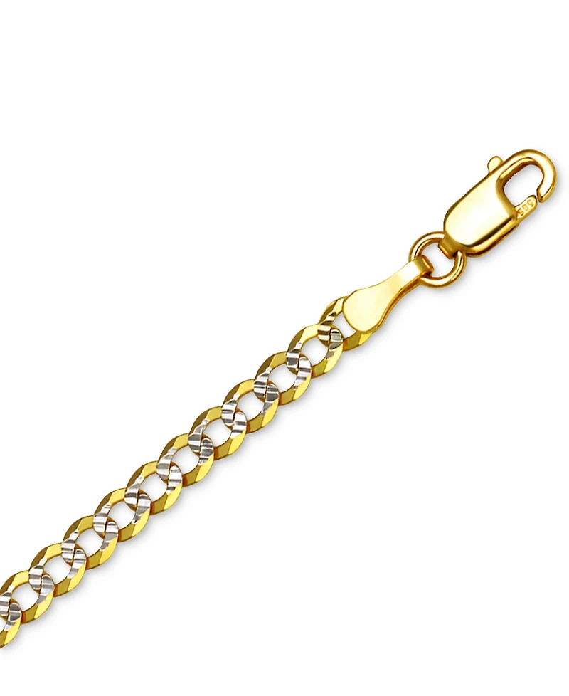 28" Two-Tone Open Curb Link Chain Necklace (3-1/6mm) in Solid 14k Gold & White Gold